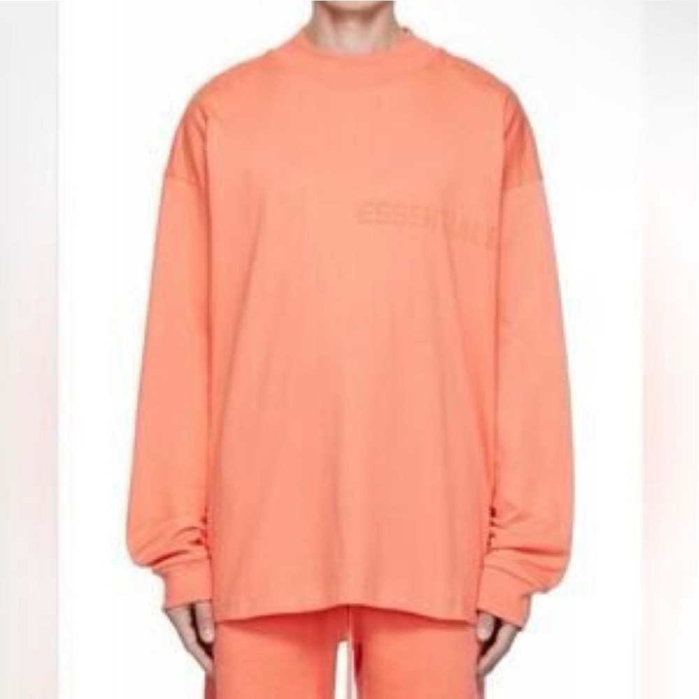 Fear of God Essentials Coral Mock Neck Logo Long Sleeve Tee XS